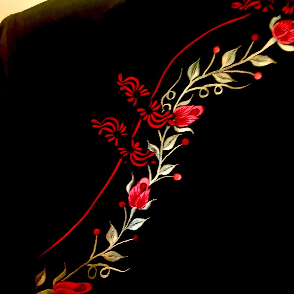 Beautiful Vintage Asian Inspired Black Embroidered Top